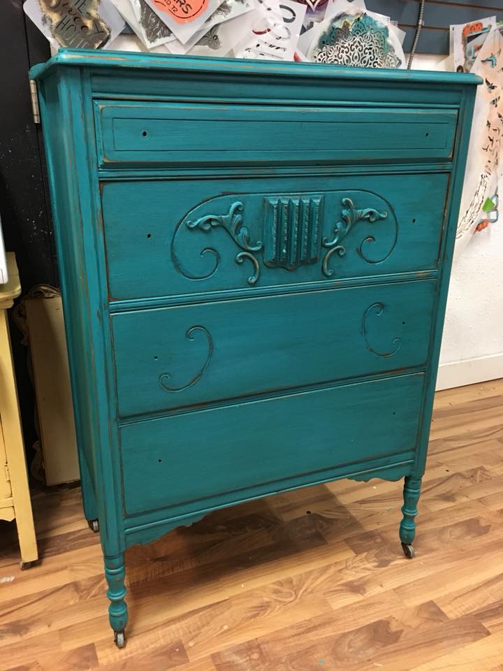 Dresser painted in Peacock with Black Glaze